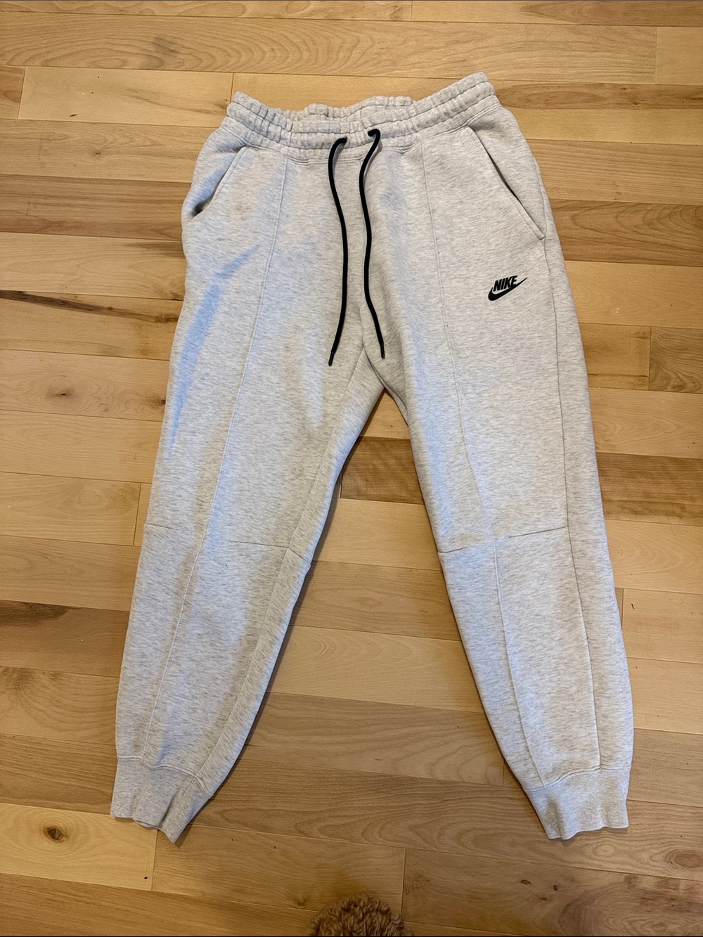 Nike Light Gray Kids' Fleece Joggers with Black Drawstring